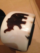 BRACCIALE ETNICO ARTIGIANALE in OSSO colori naturali/caldi, altezze 3,5 - 5 cm 