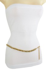 Cintura Da Donna In Metallo Dorato A Maglia Bling Sexy Moda Per Vita XL XXL