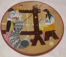 Piatto Arte Sarda Dorgali Ceramica Terracotta Donna Costume Sale Sardegna 900