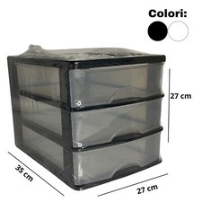 Cassettiera in Plastica da Scrivania 3 Cassetti Per Bagno Armadio Ufficio Camera
