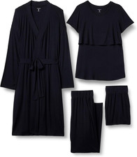 Completo Notte Premaman in Morbido Modal per Allattamento, 4 Pezzi Donna