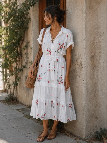 Abito midi donna bianco