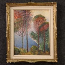 Dipinto italiano firmato quadro ad olio su tavoletta paesaggio arte XX secolo