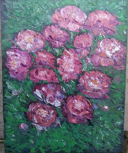 Quadro moderno peonie olio - quadro, su