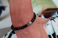 Bracciale Teschio in Cristalli  Metallo Elastico Uomo Donna 17-18 cm Nero UNISEX