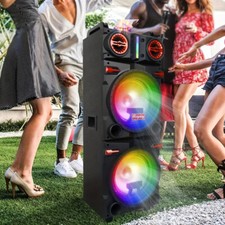 Altoparlante Bluetooth per feste 9000W doppio woofer 10" basso profondo LED luci DJ microfono remoto