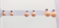 ORECCHINI ARGENTO SFERE MADREPERLE COLOR CORALLO ROSA MM 6 - 8 - 10 CON ZIRCONI