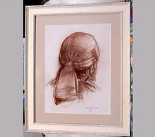 SILVESTRO PISTOLESI: STUDIO PER AFFRESCO-SANGUIGNA 50X42 CON AUTENTICA E CORNICE