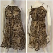 HOSS INTROPIA Vestito abito beige marrone fantasia maculata Tg 34