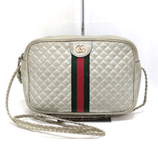 Borsa a tracolla Gucci GG Marmont linea Sherry in pelle trapuntata argento...