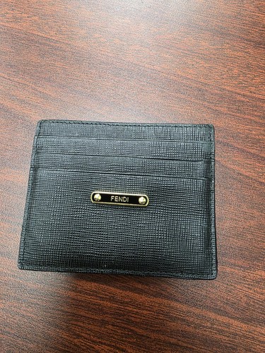 Fendi black leather card - leather,