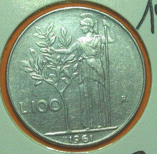 100 LIRE 1961  MINERVA1°TIPO  SPL  (1) SIGILLATA Asse Ruotato Dritto Foto SUBITO