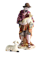 2 Statuine personaggio Presepe Statuette Pastore  Pecora Porcellana Capodimonte 