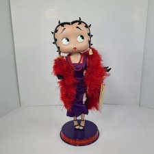 RARO! Bambola di porcellana 16" BETTY BOOP Danbury come nuova piuma boa ventaglio abito cocktail