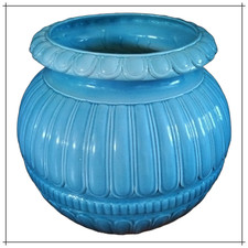 Brocca vaso in ceramica artistica anfora blu  celeste dipinta portaombrelli h 40