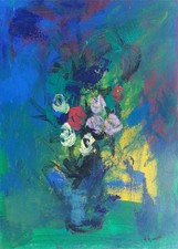 D'ACCARDI GIAN RODOLFO, titolo "FIORI", olio su tela, anno 1975, cm 60x50