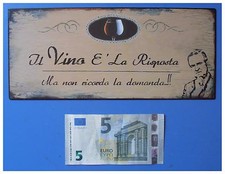 Targa vintage Il vino è la risposta ma non ricordo la domanda, metallo, cm 25x11