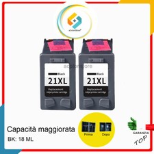 2 Cartucce stampante hp 21 BK compatibile PSC1410 DeskJet F2180 3910 D1320 F2214