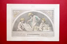 Fotoincisione Architettura Fine '800 Lunetta Professor G. Sturm Putti
