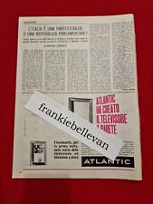 Advertising Italian Pubblicità Werbung ( 1962 ) ATLANTIC Televisore a parete