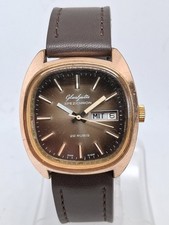 Montre Vintage Glashutte Automatique Dorée Bracelet Cuir