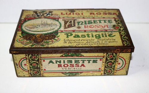 Scatola latta anisette - latta, rossa