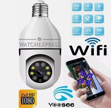 TELECAMERA ESTERNO INTERNO WI-FI VIDEOCAMERA FORMA LAMPADA LAMPADINA ZOOM CAM