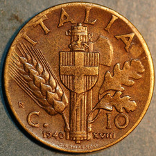 1940 Italy 10 Centesimi