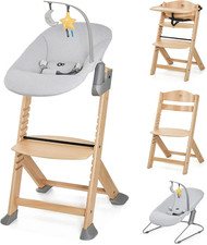 Kinderkraft ENOCK Seggiolone Pappa + Sdraietta CALMEE, in Legno, Evolutivo, Mult