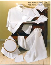 Tovaglia RICAMATA A MANO made in Italy COTONE AIDA AIDA CON ORLO A GIORNO