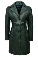 Cappotto donna pelle verde morbido vera pelle classico slim fit trench coat 3457