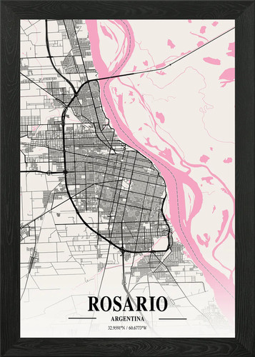 Rosario neapolitan map framed - rosario,
