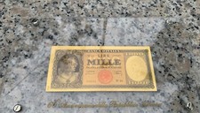 Banconota 1000 Lire Ornata di Perle in Oro 999 con teca