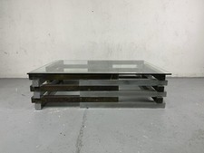 Tavolino salotto acciaio ottone Romeo Rega anni 70’ vintage design