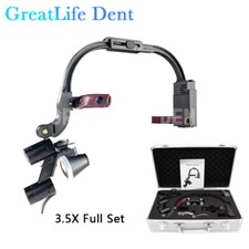 US EU Stock Lenti di Ingrandimento Dentali 2,5x 3,5X Lente di Ingrandimento Casco Faro LED 5W 2 Batteria