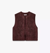 Gilet zara ricamato ecopelle - gilet,