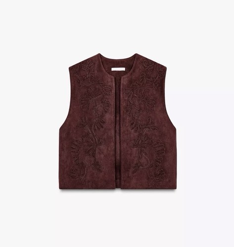 Gilet zara ricamato ecopelle - gilet,