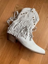 Stivaletti Texani donna Frange a punta Camperos bianchi Western Stivali