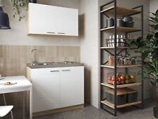 Cucina Mini Cucina Singlekueche Pantry Rovere Ruvido-Segato Bianco Merle 100 CM