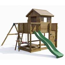 Casetta parco giochi in legno Fungoo Mars con Scivolo, Altalena, Tavolo pic nic 