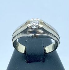 ANELLO SOLITARIO UOMO IN ORO BIANCO 18 KT 750 DIAMANTE BRILLANTE 0,25 CT USATO