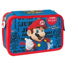 Astuccio Tre Zip Pieno Colori Super Mario Scuola Primaria Cerniere Scomparti