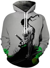 Felpa Con Cappuccio One Piece Zoro Anime Taglia L