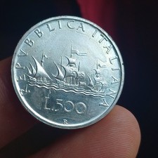 Moneta In Argento 500 Lire Caravelle 1987 Fdc Macchioline Patina Lotto 2190