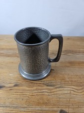 VINTAGE SHEFFIELD ENGLISH PEWTER HAMMERED TANKARD MUG BEER STEIN 10 CM PUB CUP
