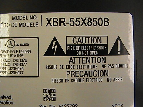 Sony modello xbr55x850b - modello,