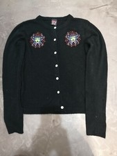 Lucky 13 cardigan golf nero donna spider ragno ricamata new Medium rock goth