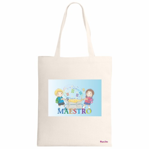 Borsa ecru scritta maestro - scritta,