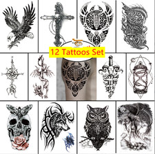 Set 12 Fogli Adesivi Tatuaggi