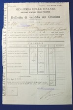 CHININO DELLO STATO - BOLLETTA DI VENDITA DEL MINISTERO DELLE FINANZE 